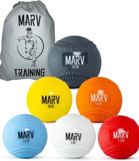 Marv Balls - Velo Set (Soft Shell use for Plyo Drills) Original PlyoMetric Ball with Seams Velocity Development Set - 6 Weighted Baseballs